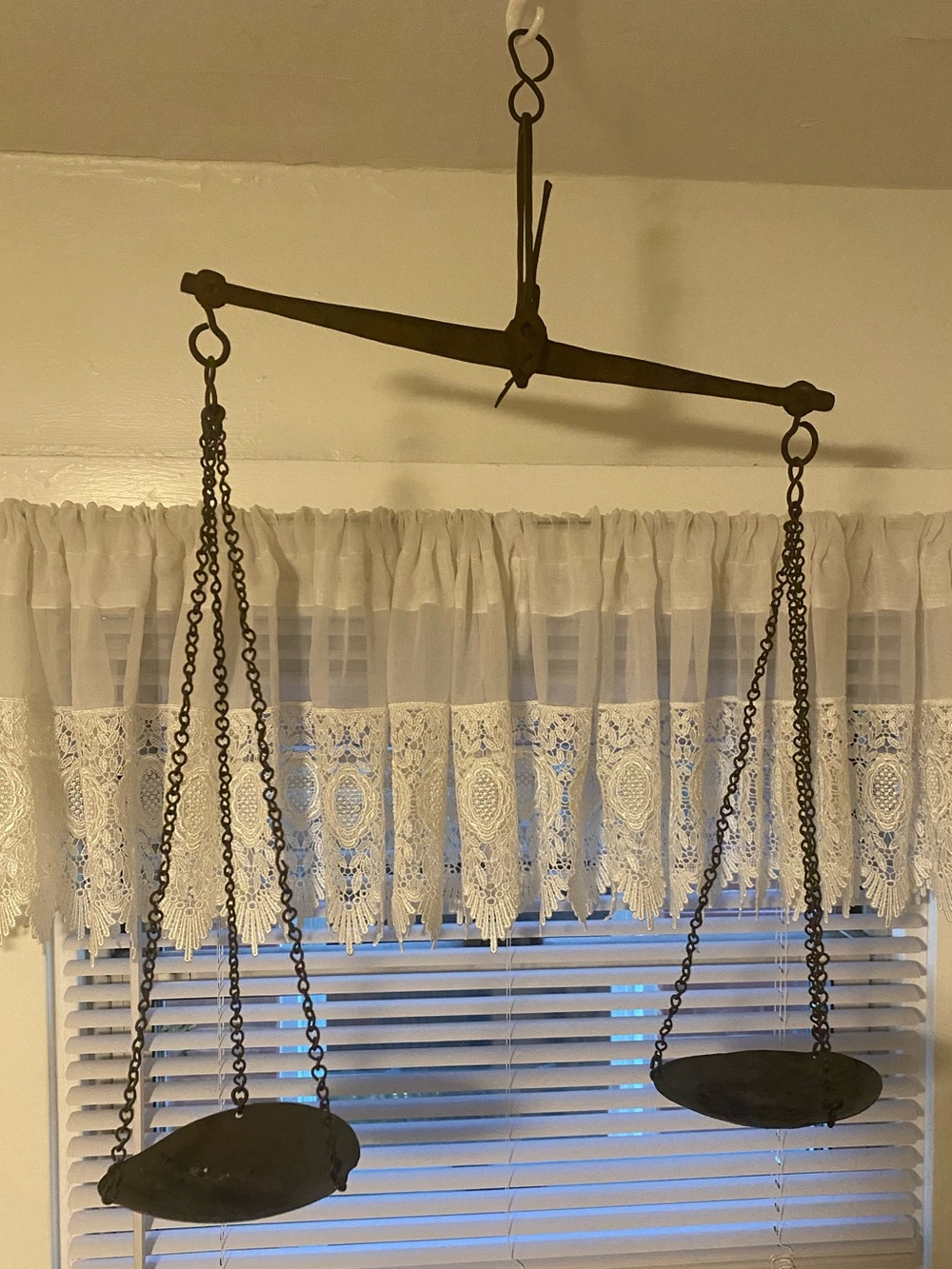 Antique Hanging Balance Scale - Rustic Brown Metal